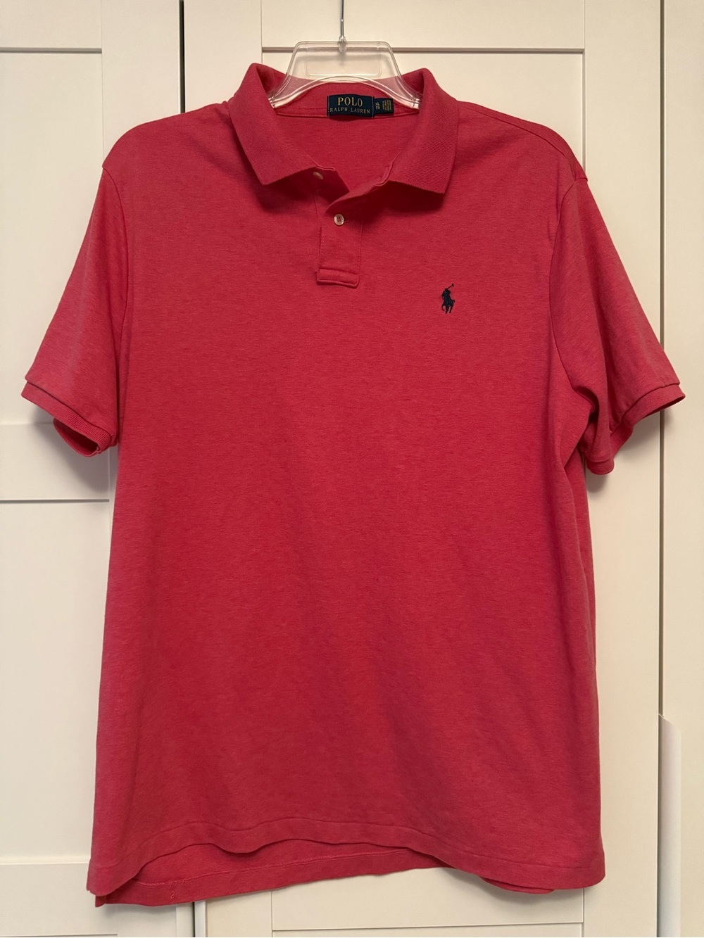 Ralph Lauren Men's Short-Sleeve Polo in Coral Red with Navy Pony